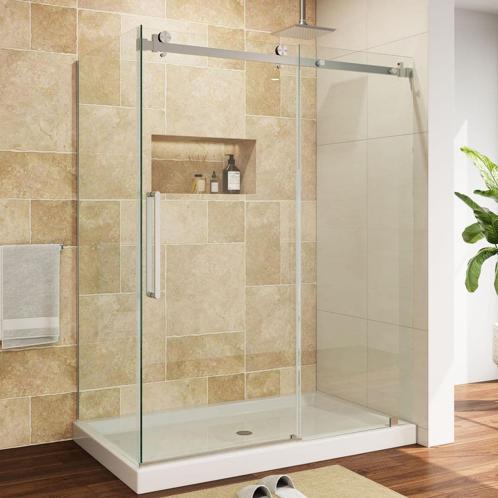 HOROW 56 in. - 60 in. x 34.5 in. x 76 in. Frameless Corner Sliding ...