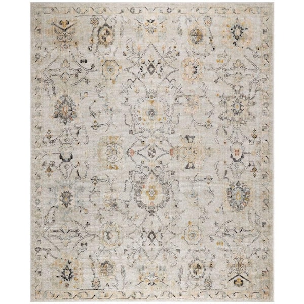 Oushak Home Grey 10 ft. x 14 ft. Floral Traditional Area Rug