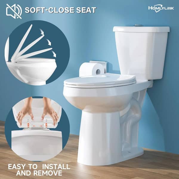2-piece Elongated Tall Toilet 21 in. Dual Flush 1.1/1.6 GPF, Comfortable Toilet Height in Gloss White for Bathroom