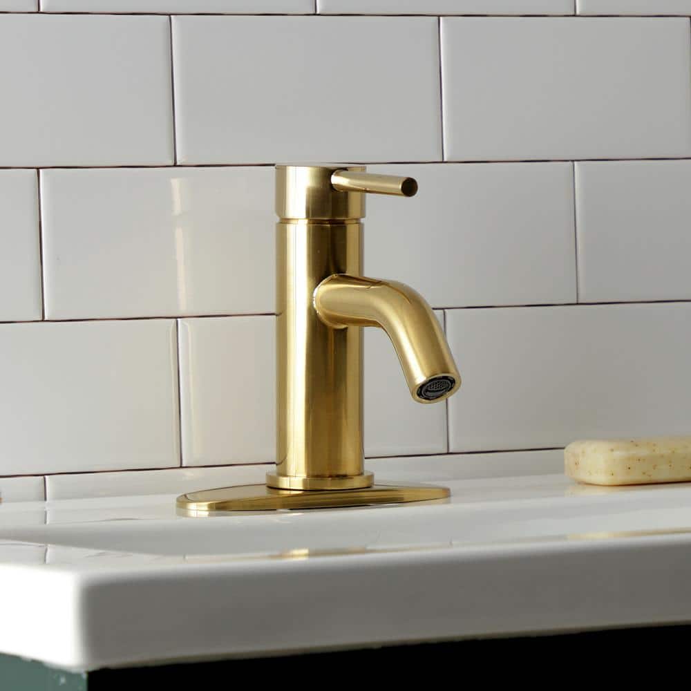 Concord 6'' Sleek Cylindrical Brushed Brass Bathroom Faucet