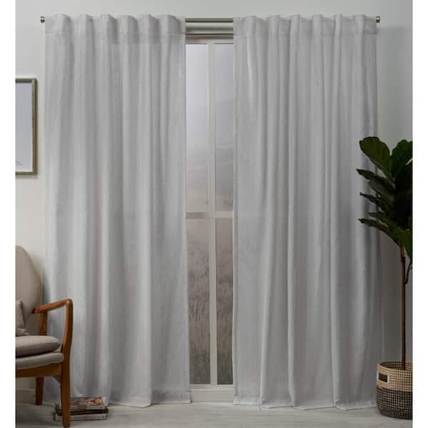 EXCLUSIVE HOME Muskoka Dove Grey Solid Light Filtering Hidden Tab / Rod Pocket Curtain, 54 in. W x 96 in. L (Set of 2)