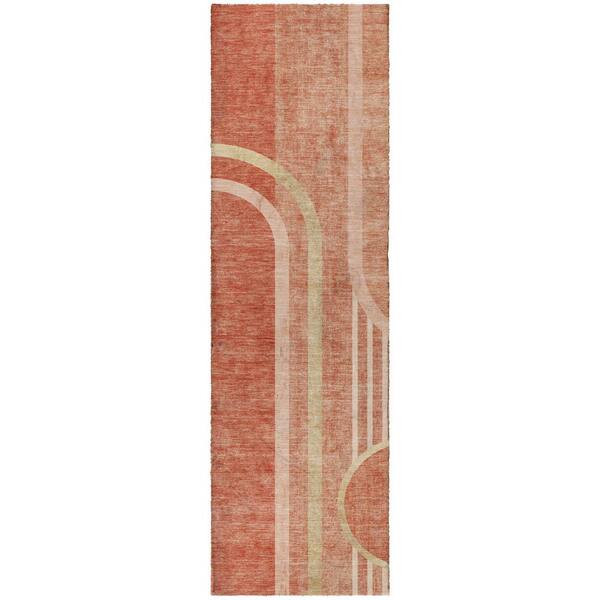 Dream Shag Premium Machine Washable Abstract ADS532 Salmon 2 ft. x 7 ft. Runner Rug