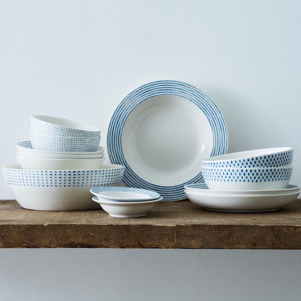 Blue Hammock 5.5 in., 5 fl. oz. (Blue) Porcelain Fruit Bowls, (Set of 4)