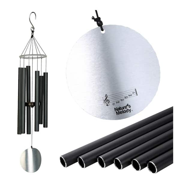 Nature's Melody Aureole Tunes Wind Chimes 28 in. Outdoor Windchime with 6-Tubes Tuned to B Pentatonic Scale - Black