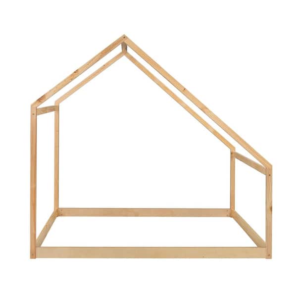 Unbranded Natural Full Size Wood House Bed