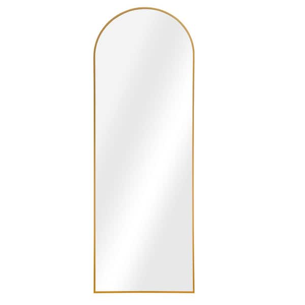 Dovelina 24 in. W x 71 in. H Modern Arched Framed Wall Bathroom Vanity Mirror Full Length Wall Mirror in Gold