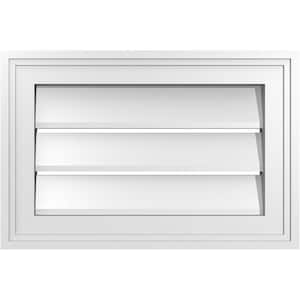 18 in. x 12 in. Vertical Surface Mount PVC Gable Vent: Functional with Brickmould Frame