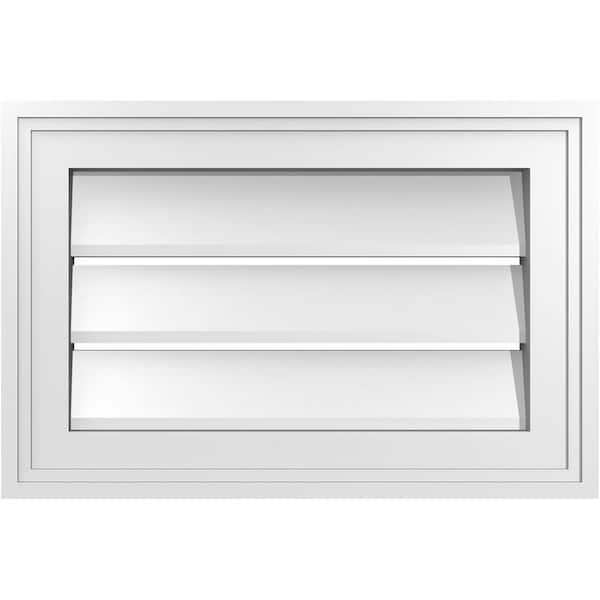 Ekena Millwork 18 in. x 12 in. Vertical Surface Mount PVC Gable Vent: Functional with Brickmould Frame