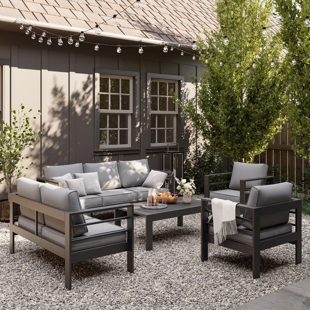 テーブル・チェア・ハンモック Pastime factory Top board DEVISE WORKS JOYSIDE 5-Piece Wicker Patio Outdoor Conversation Rocking