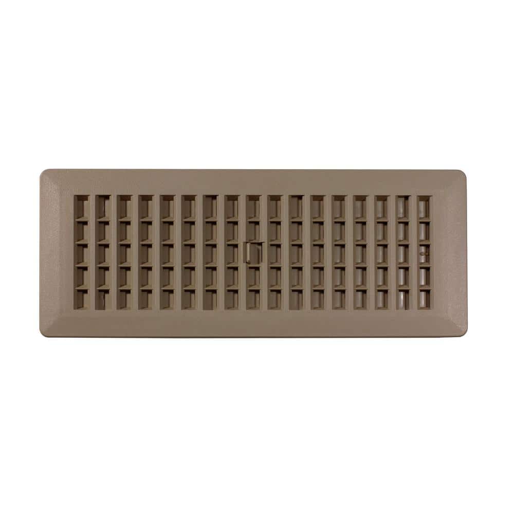 Taupe Plastic Rectangular Floor Register, 4x12 Inch