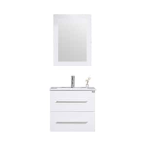 17.7 in. W x 23.6 in. D x 21.65 in. H Bath Vanity In White with Vanity Top in White with White Basin and Mirror