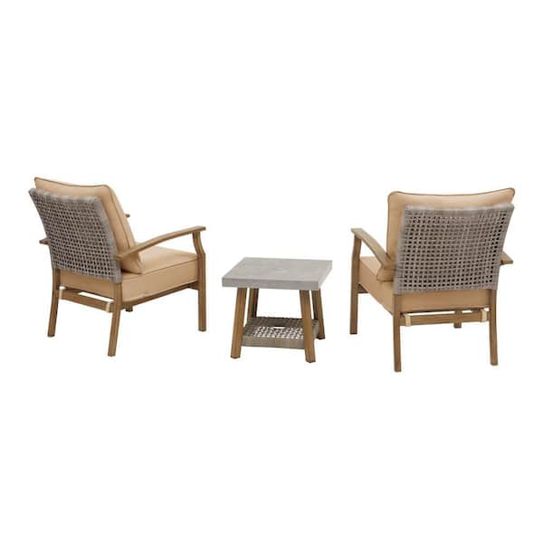 Hampton Bay Beachside 3-Piece Rope Look Wicker Outdoor Patio