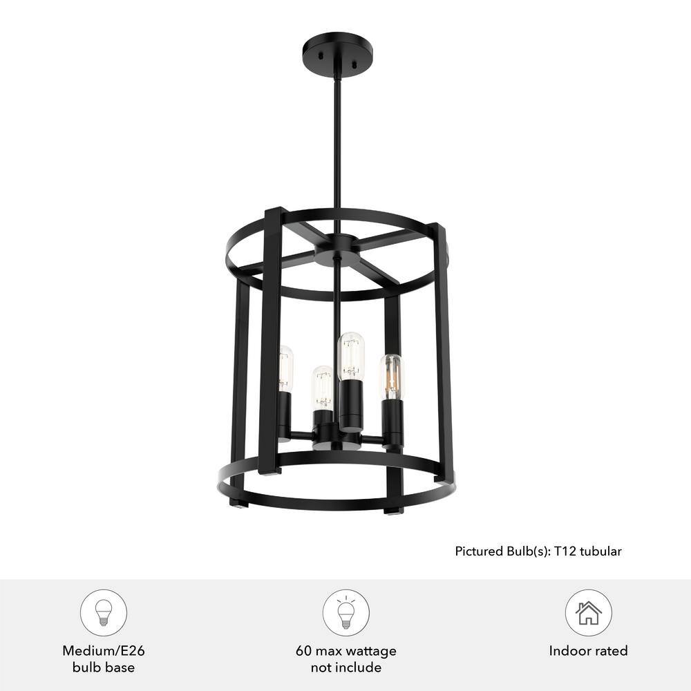 Matte Black Aluminum 4-Light Drum Chandelier