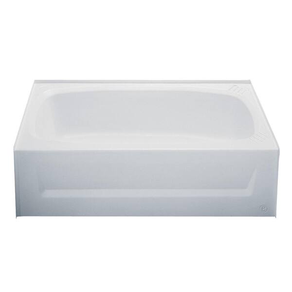 Unbranded ABS Bath Tub with Apron - 27 in. x 54 in., Right Hand, White