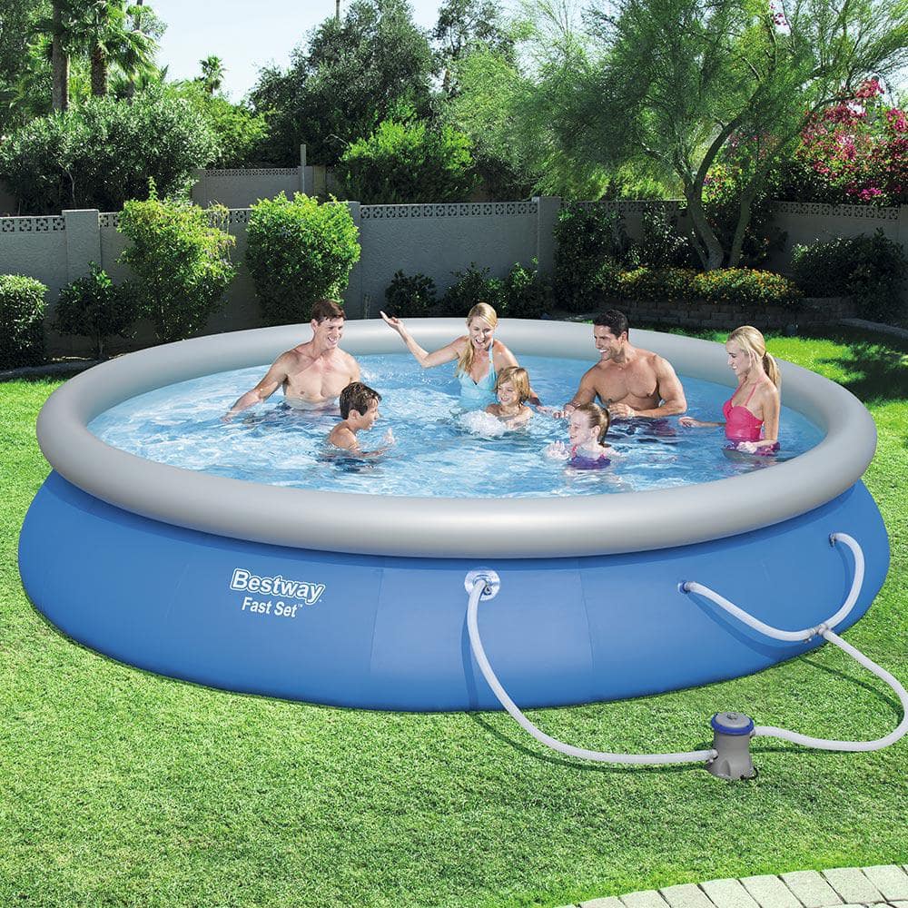 Bouwen partitie Complex Bestway Fast Set 15 ft. Round x 33 in. Deep Inflatable Pool with 330 GPH  Filter Pump 57315E - The Home Depot