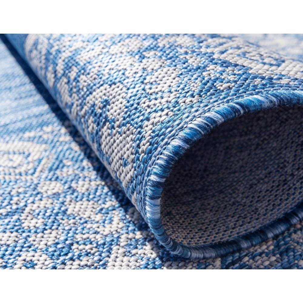 Coastal Charm Flat-Woven Blue Synthetic 5' x 8' Outdoor Rug