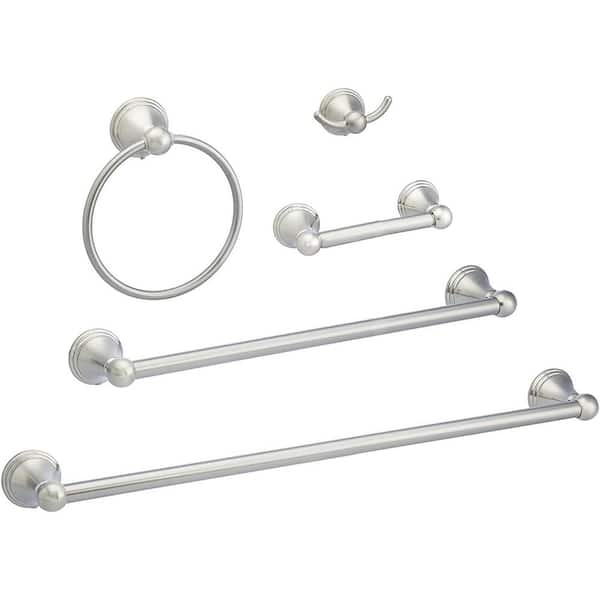 25 in. Wall Mounted Bathroom Towel Bar Hardware Set in Satin Nickel