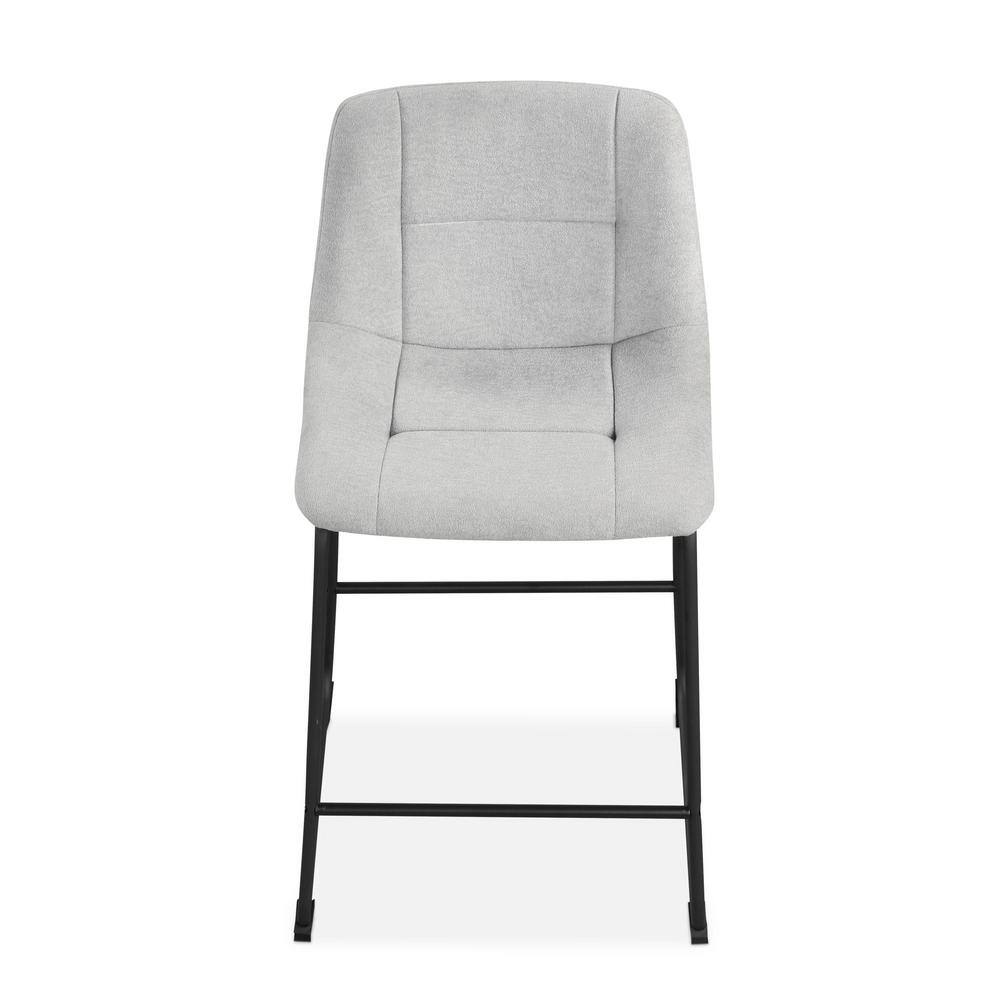 Light Grey Chenille Upholstered Counter Height Bar Stools with Metal Frame, Set of 2