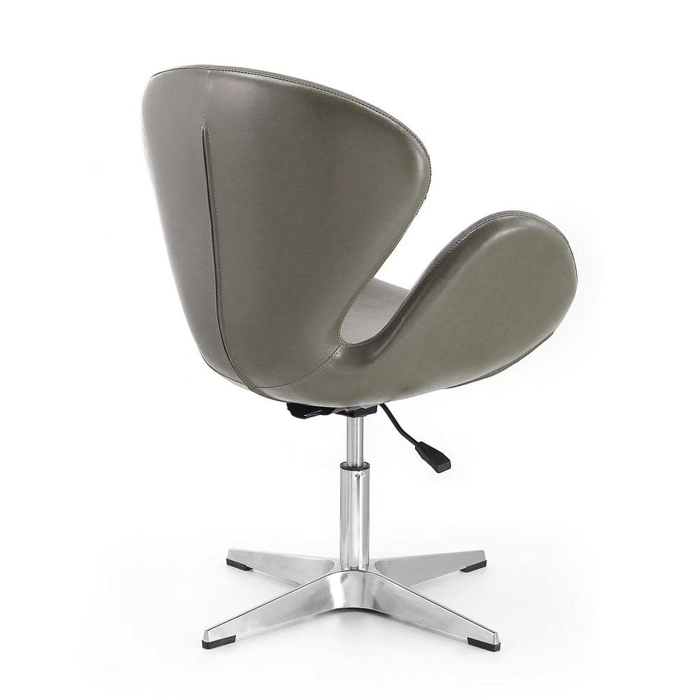 Pebble Faux Leather Swivel Accent Chair in Polished Chrome