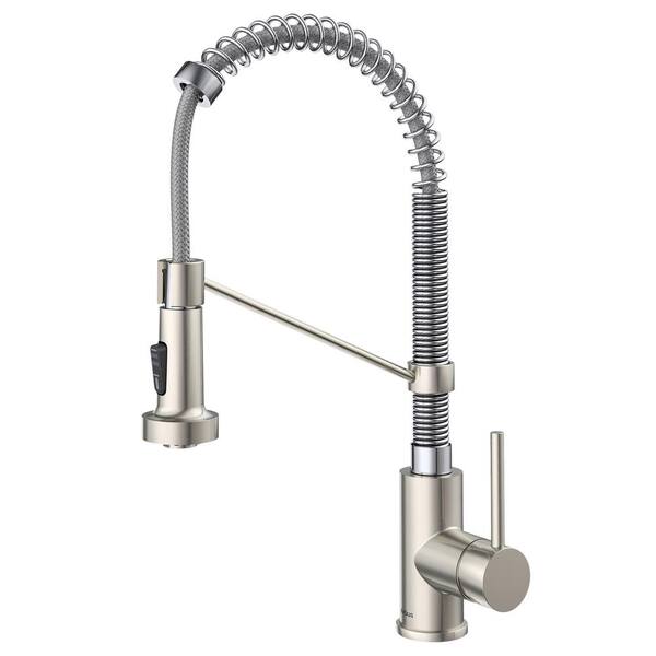 KRAUS Bolden Single Handle Pull Down Sprayer Kitchen Faucet with Dual Function Sprayhead in Stainless Steel/Chrome