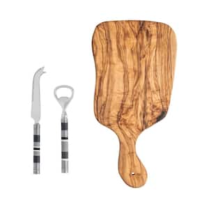 Jubilee Cheese Knife, Bottle Opener and Olive Wood Cheese Board Set - Shades of Graphite