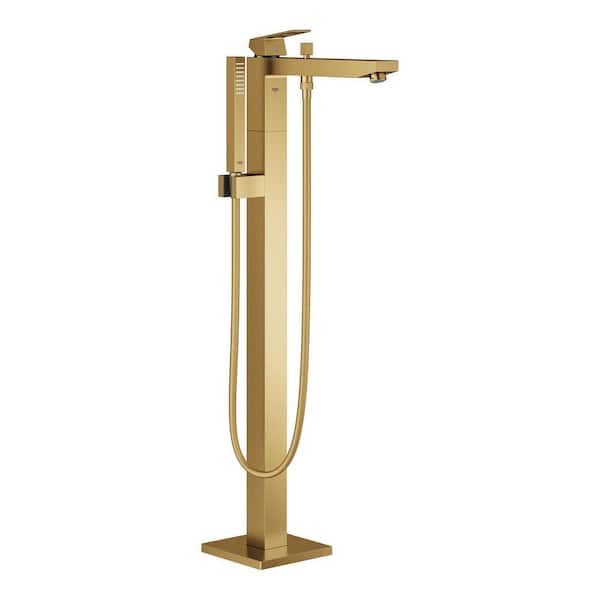 GROHE Eurocube Single-Handle Freestanding Tub Faucet with Handshower and Automatic Tub/Shower Diverter in Brushed Cool Sunrise