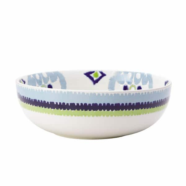 Rachael Ray Dinnerware Ikat 10 in. Stoneware Serving Bowl in Blue Print