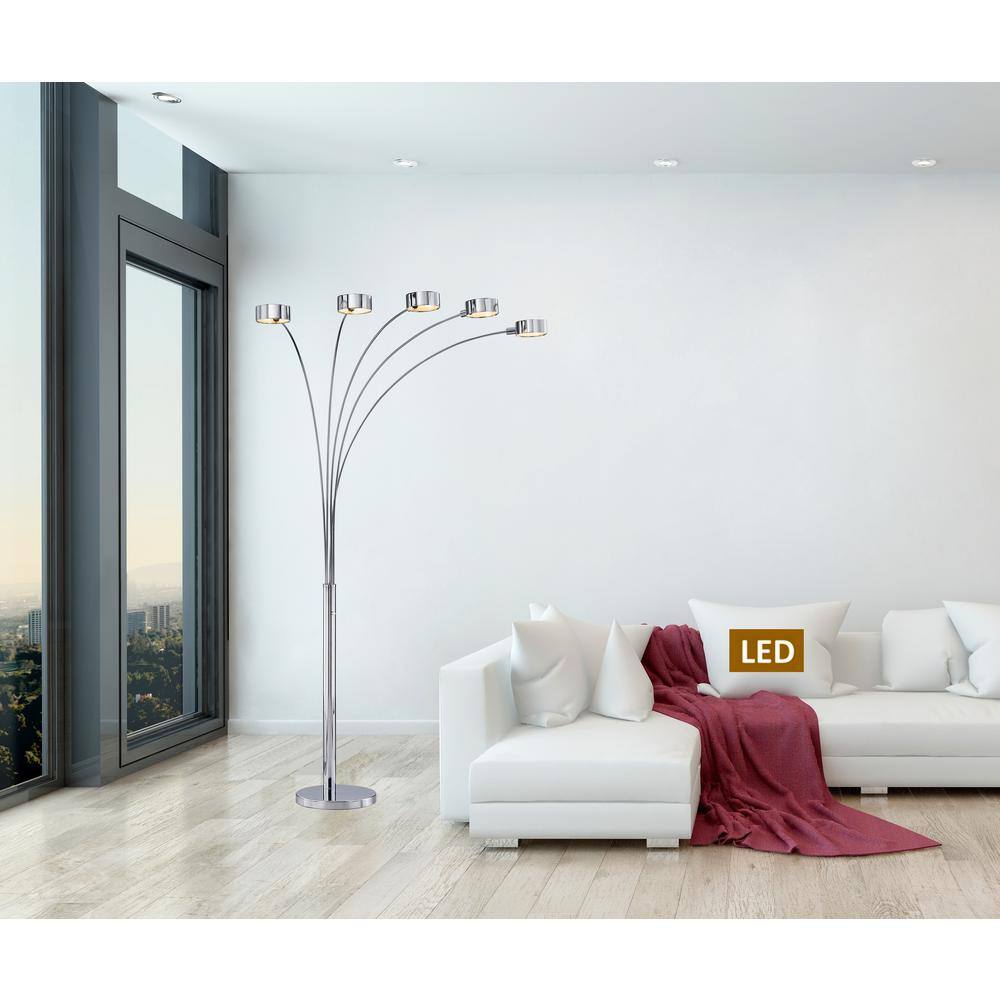 88" Silver Steel Adjustable Arch Floor Lamp