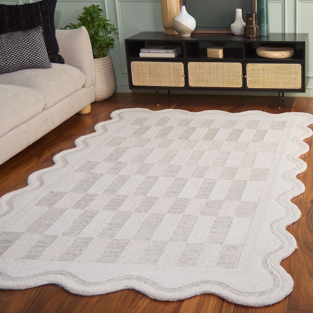 Ebony 8 ft. x 10 ft. Specialty Beige/Ivory Checkered Border Area Rug price history on PriceWatchPro