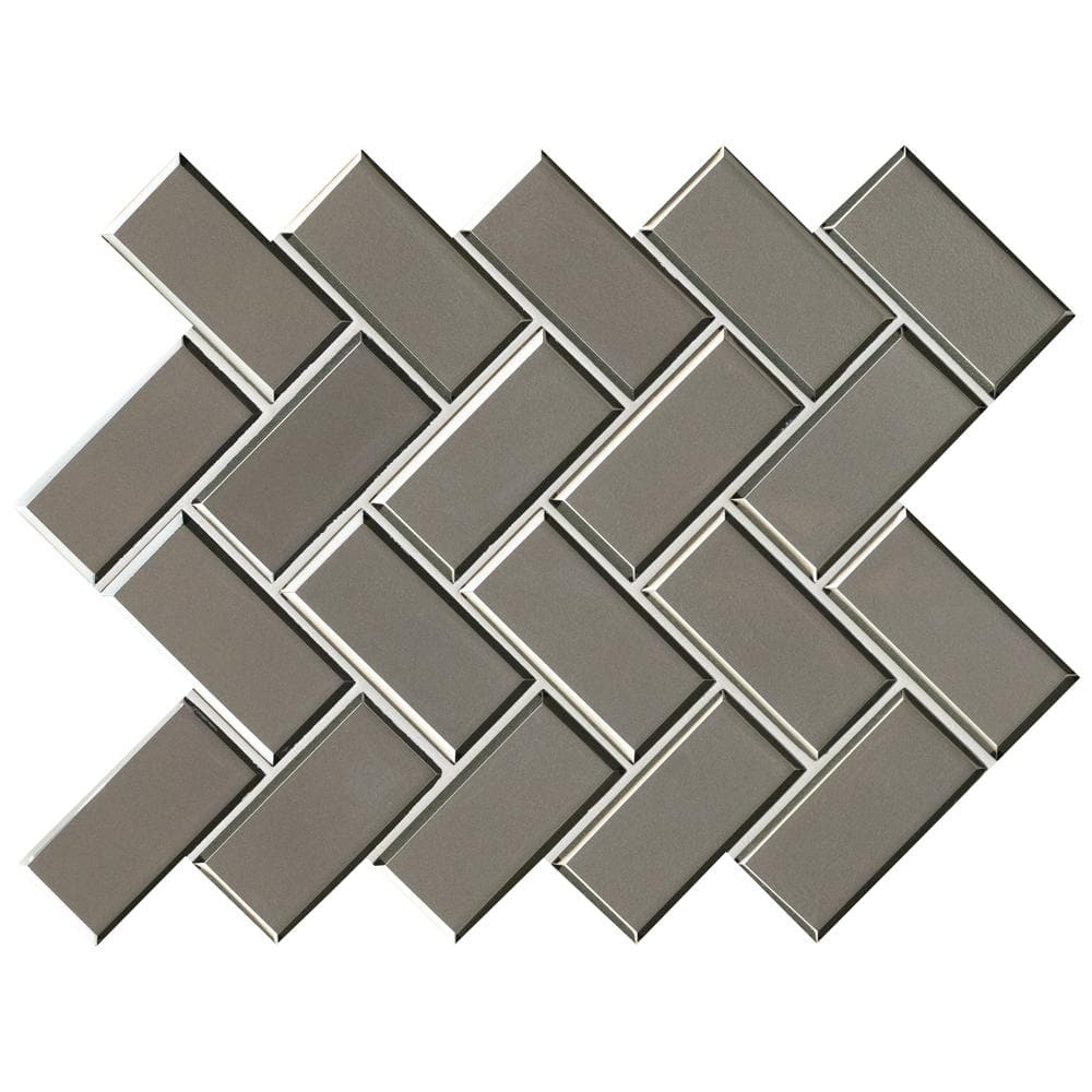 MSI Champagne Bevel Herringbone 11 in. x 13 in. Glass Mesh-Mounted Mosaic Wall Tile (10.6 sq. ft. / Case)