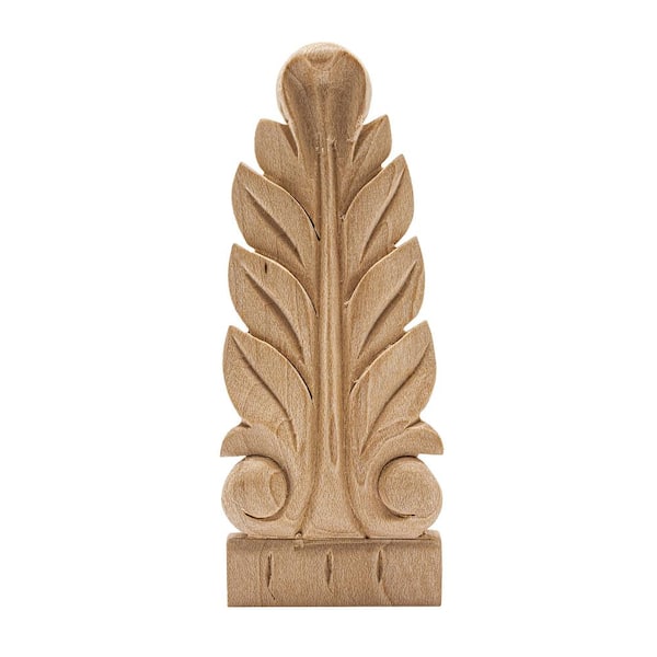 American Pro Decor 1/2 in. x 1-1/2 in. x 3-7/8 in. Unfinished Hand Carved Hard Maple Wood Acanthus Applique Onlay Moulding (3-Pack)