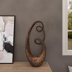 Brown Polystone Swirl Abstract Sculpture