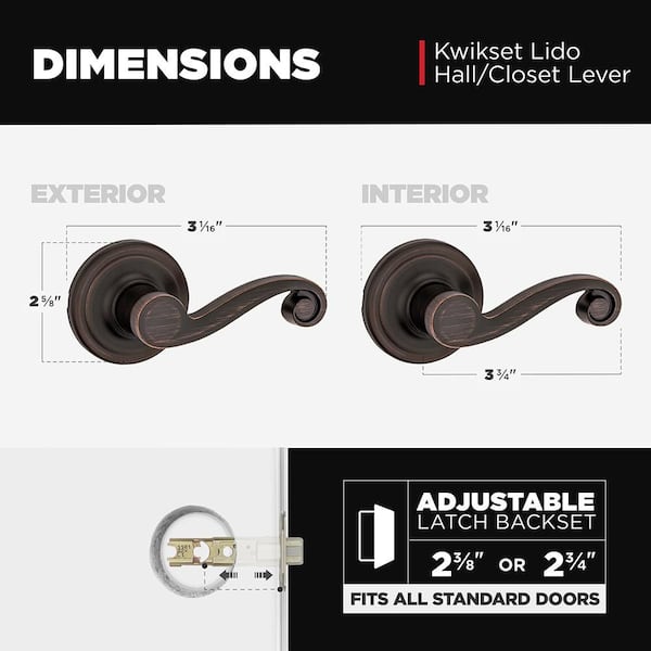 Kwikset Lido Venetian Bronze Hall/Closet Door Handle 720LL 11P CP