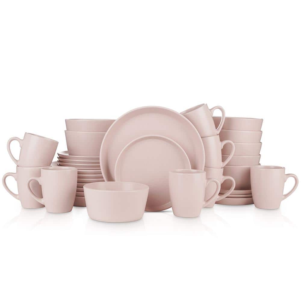 Pink and White Glazed Porcelain 16-Piece Dinnerware Set