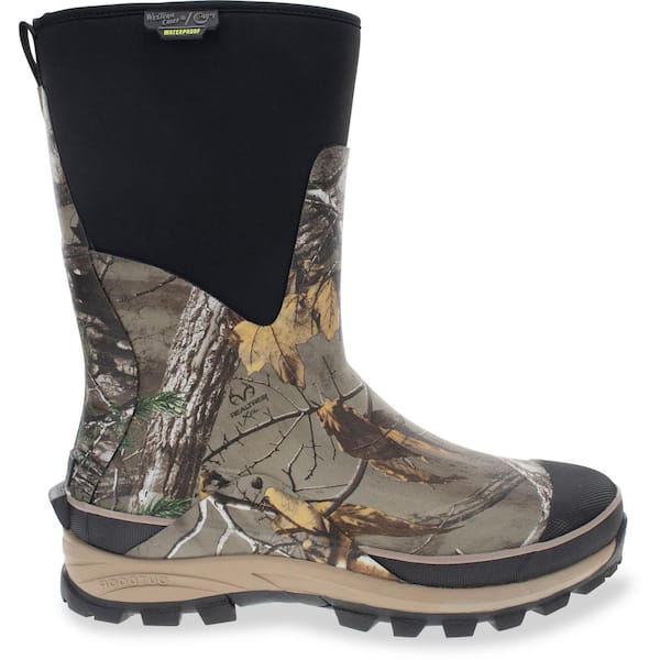 Men's Frontier Realtree Mid 10 in. Waterproof Neoprene Rubber Boots - Camo Size 8