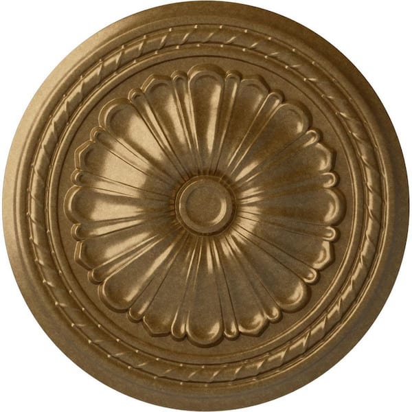Ekena Millwork 20-1/2 in. x 1-7/8 in. Alexa Urethane Ceiling Medallion (Fits Canopies upto 2-7/8 in.), Pale Gold