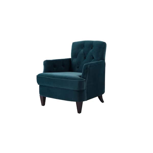 Jennifer Taylor Kelly Satin Teal Tufted Accent Chair