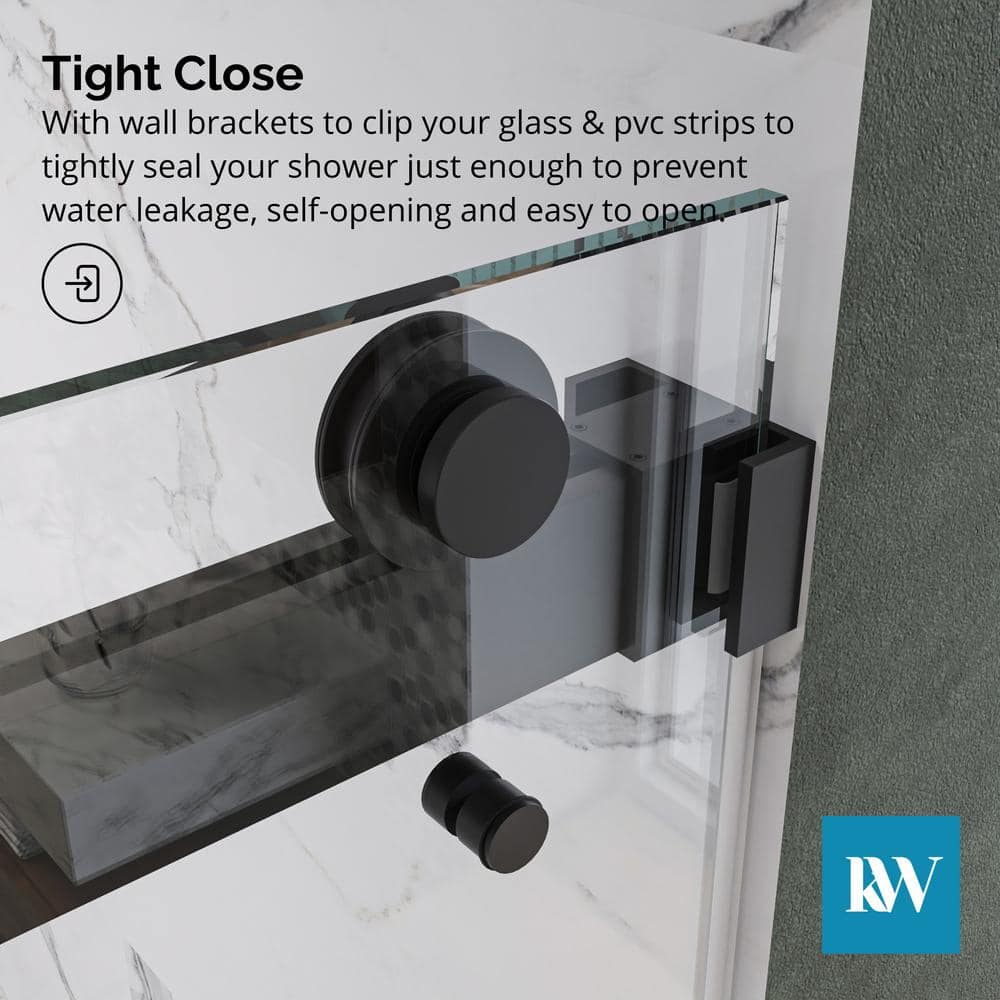 72-Inch Matte Black Frameless Double Sliding Shower Door with Clear Glass