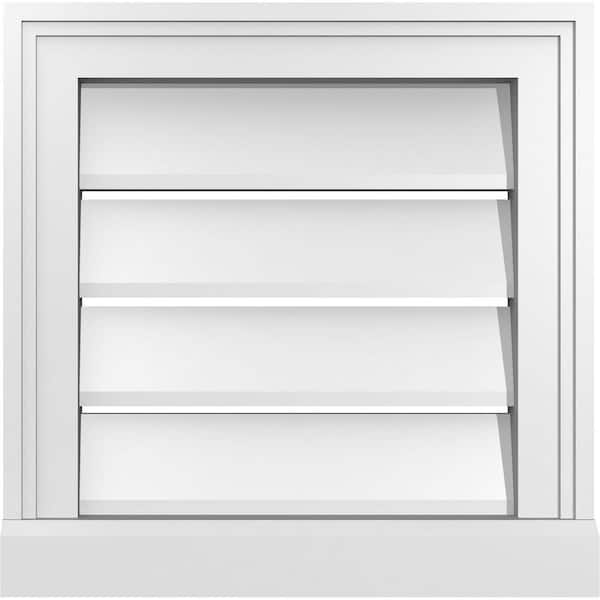 Ekena Millwork 16 in. x 16 in. Vertical Surface Mount PVC Gable Vent: Functional with Brickmould Sill Frame
