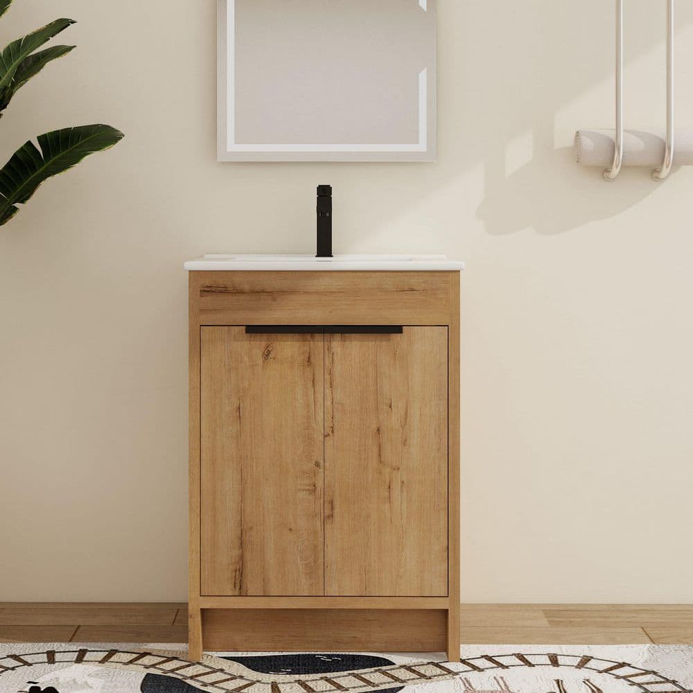 24 in. W x 18.3 in. D x 34.3 in. H Single Sink Free-Standing Bath Vanity in