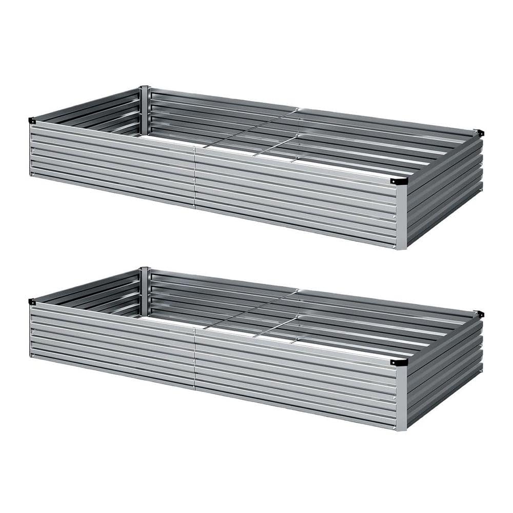 Galvanized Metal Raised Garden Bed 96 in. L x 24 in. W x 12 in. H Silver Planter Box for Vegetable Herb Gardening 2 Pcs price history on PriceWatchPro