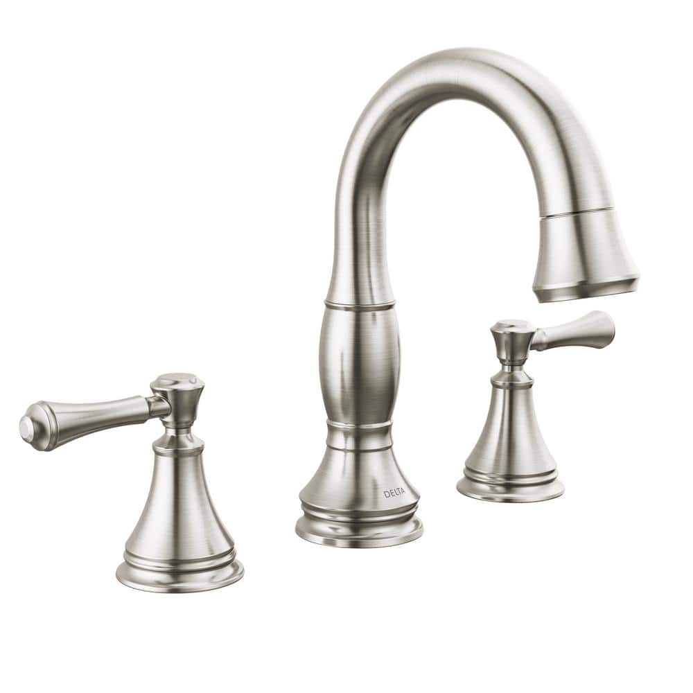 Delta Cassidy 8 in. Widespread Double-Handle Bathroom Faucet with Pull ...