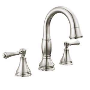 Cassidy 8 in. Widespread Double-Handle Bathroom Faucet with Pull-Down Spout in Stainless