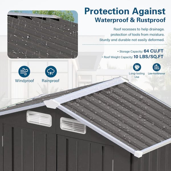 5 ft. W x 3 ft. D Metal Outdoor Storage Shed w/ Peaked Roof