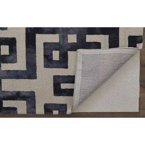 8 X 11 Ivory and Black Solid Color Area Rug