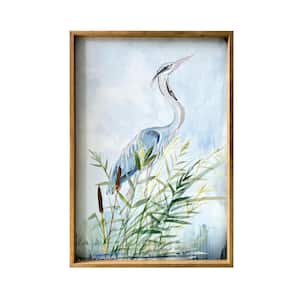 "Heron" Wood Framed Canvas Animal Art 24 in. x 36 in.