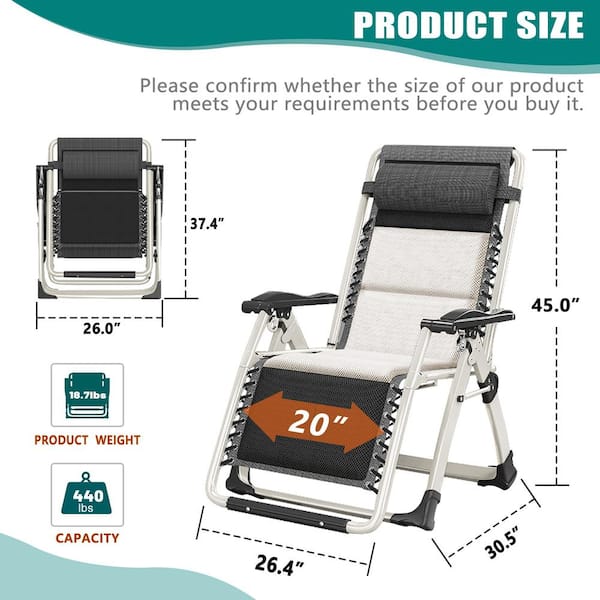 BOZTIY Zero Gravity Chair Silver Metal Folding Portable Lawn BOZTIY Zero Gravity Chair Silver Metal Folding Portable Lawn