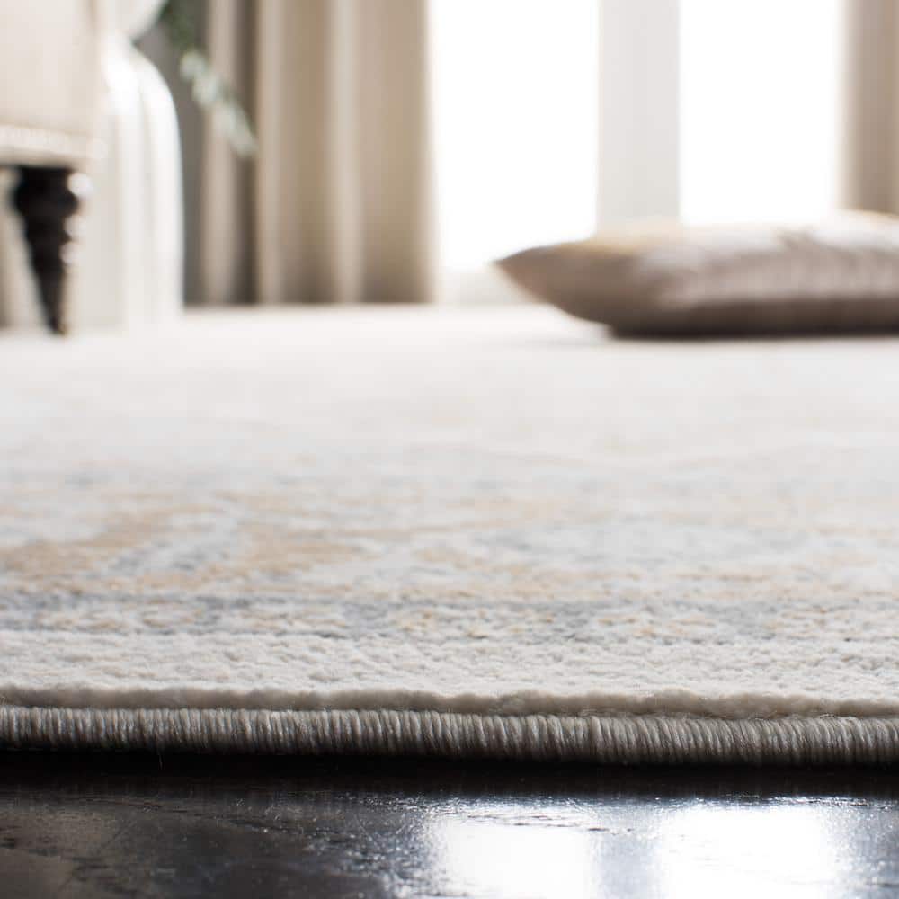 Elegant Isabella 47" Hand-Knotted Round Area Rug in Soft Grey