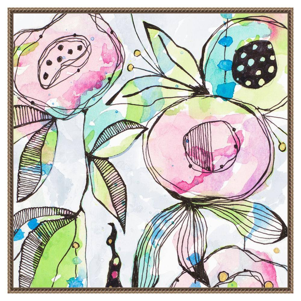 Colorful Abstract Floral Beaded Framed Canvas Wall Art