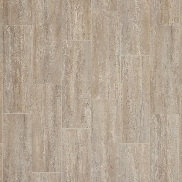 Lifeproof Prestwick Grey Tile 16 MIL 13.2 ft. W x Cut to Length Waterproof Vinyl Sheet Flooring